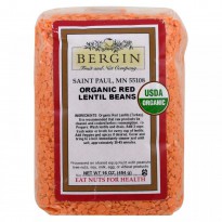 Bergin Fruit and Nut Company, Organic Red Lentil Beans, 16 oz (454 g)